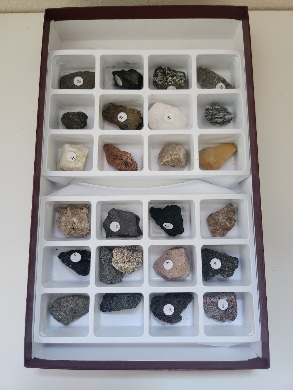 Educational Rock & Mineral Specimen Set 24 Sample Collection in Case